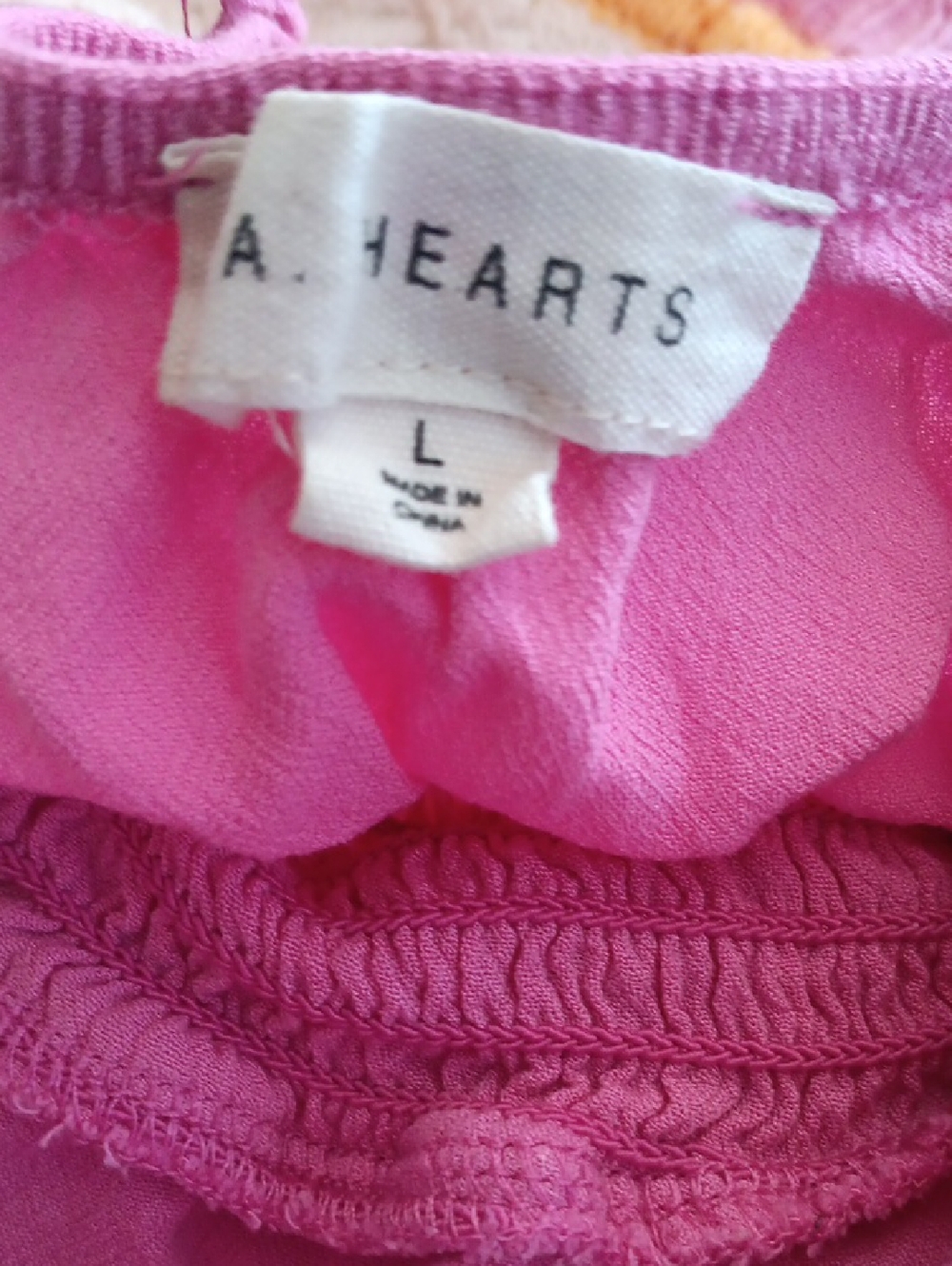 La Hearts Pink Smocked Button Top L Coquette Feminine Tassel Crop - Picture 4 of 5